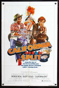 3d120 CALIFORNIA SPLIT 1sheet '74 Robert Altman, George Segal & Elliolt Gould as pro poker players!