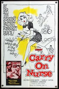 3d127 CARRY ON NURSE one-sheet poster '60 English hospital sex, the screen's fastest funniest farce!