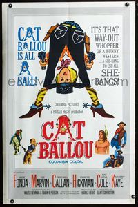 3d131 CAT BALLOU int'l 1sh poster '65 classic sexy cowgirl Jane Fonda, Lee Marvin, great artwork!
