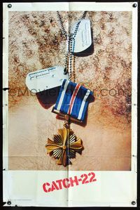 3d132 CATCH 22 teaser one-sheet poster '70 directed by Mike Nichols, Joseph Heller, dog tags image!