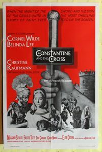 3d164 CONSTANTINE & THE CROSS one-sheet poster '62 Costantino il grande, Cornel Wilde, Belinda Lee
