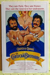 3d145 CHEECH & CHONG'S THE CORSICAN BROTHERS 1sheet '84 art of Cheech Marin & Tommy Chong as babies!