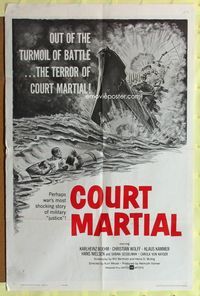 3d173 COURT MARTIAL one-sheet poster '62 Kriegsgericht, World War II, cool exploding battleship art!