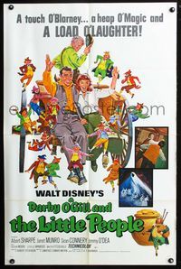3d189 DARBY O'GILL & THE LITTLE PEOPLE one-sheet R77 Disney, Sean Connery, Albert Sharpe, cool art!