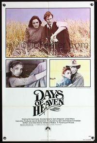 3d198 DAYS OF HEAVEN one-sheet poster '78 Richard Gere, Brooke Adams, Linda Manz, Terrence Malick
