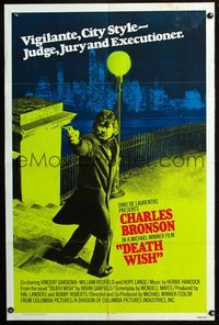 3d206 DEATH WISH int'l one-sheet '74 vigilante Charles Bronson is the judge, jury, and executioner!