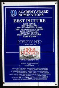 3d208 DEER HUNTER AA nomination style 1sh '78 Robert De Niro, Cimino, 9 Academy Award nominations!