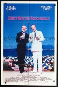 3d216 DIRTY ROTTEN SCOUNDRELS 1sheet '88 wacky Steve Martin & Michael Caine, directed by Frank Oz!