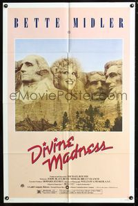 3d220 DIVINE MADNESS style A one-sheet '80 great image of Bette Midler as part of Mt. Rushmore!