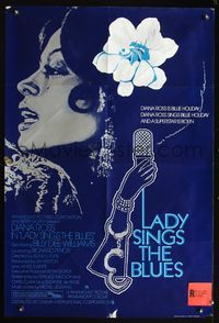 3d468 LADY SINGS THE BLUES English one-sheet poster '72 great image of Diana Ross as Billie Holiday!