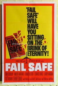 3d255 FAIL SAFE one-sheet movie poster '64 Walter Matthau, Henry Fonda, Sidney Lumet