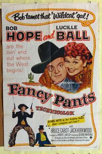 3d259 FANCY PANTS one-sheet R62 wacky cowboy Bob Hope, Lucille Ball, Virginia Kelley, Percy Helton