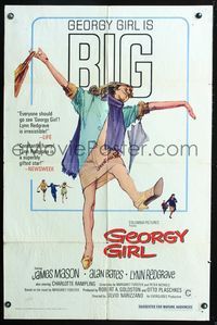 3d319 GEORGY GIRL one-sheet poster '66 Lynn Redgrave, James Mason, Alan Bates, Charlotte Rampling