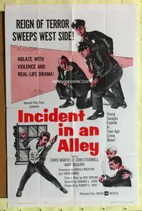 3d413 INCIDENT IN AN ALLEY one-sheet movie poster '62 young savages explode in teen-age crime wave!