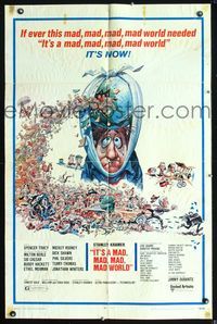 3d432 IT'S A MAD, MAD, MAD, MAD WORLD one-sheet movie poster R70 great Jack Davis artwork!