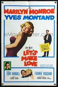3d486 LET'S MAKE LOVE one-sheet movie poster '60 super sexy Marilyn Monroe & Yves Montand!