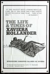 3d490 LIFE & TIMES OF XAVIERA HOLLANDER B&W 1sheet '74 sexy art of smoking naked Samantha McLaren!