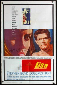 3d495 LISA one-sheet movie poster '62 Stephen Boyd, Dolores Hart, Leo McKern, English!