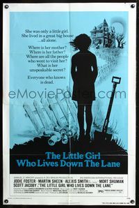 3d496 LITTLE GIRL WHO LIVES DOWN THE LANE one-sheet '77 Jodie Foster has an unspeakable secret!