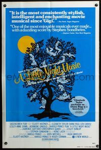 3d500 LITTLE NIGHT MUSIC advance teaser one-sheet '78 Elizabeth Taylor, Diana Rigg, cool tree art!