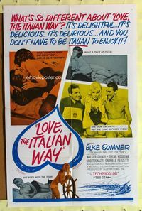 3d517 LOVE THE ITALIAN WAY one-sheet '64 Femmine di Lusso, Elke Sommer, Walter Chiari, Ugo Tognazzi