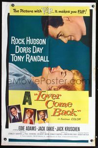 3d518 LOVER COME BACK one-sheet movie poster '62 Rock Hudson, Doris Day, Tony Randall, Edie Adams
