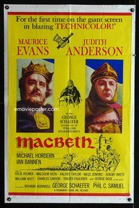 3d525 MACBETH one-sheet movie poster '64 Maurice Evans, Judith Anderson, from Shakespeare!