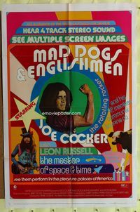 3d528 MAD DOGS & ENGLISHMEN one-sheet poster '71 Joe Cocker, rock 'n' roll, wild poster design!