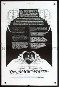 3d536 MAGIC FLUTE reviews one-sheet movie poster '75 Trollflojten, Ingmar Bergman, Mozart's opera!