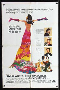 3d537 MAHOGANY one-sheet movie poster '75 cool artwork of Diana Ross, Billy Dee Williams