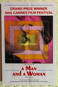 3d546 MAN & A WOMAN square style one-sheet '68 Claude Lelouch, Anouk Aimee, Un homme et une femme