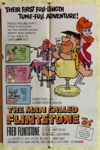 3d547 MAN CALLED FLINTSTONE one-sheet '66 Hanna-Barbera, great cartoon image of Fred Flintsone!