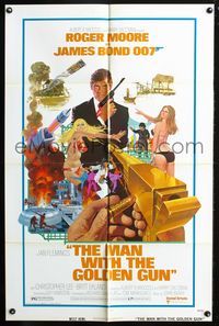 3d562 MAN WITH THE GOLDEN GUN West Hemi one-sheet '74 Roger Moore as James Bond by Robert McGinnis!