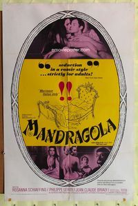 3d565 MANDRAGOLA one-sheet poster '65 sexy Rosanna Schiaffino, Philippe Leroy, Jean Claude Brialy!