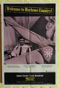 3d574 MARLOWE one-sheet movie poster '69 sexy Gayle Hunnicutt & James Garner w/booze and gun!