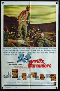 3d594 MERRILL'S MARAUDERS one-sheet poster '62 Samuel Fuller, Jeff Chandler, true story from WWII!
