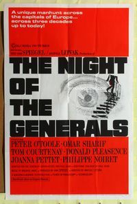 3d645 NIGHT OF THE GENERALS style B one-sheet movie poster '67 World War II officer Peter O'Toole!