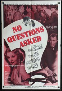 3d650 NO QUESTIONS ASKED 1sh '51 treacherous Arlene Dahl is a double-crossing doll, Barry Sullivan
