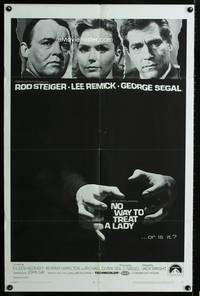 3d653 NO WAY TO TREAT A LADY one-sheet movie poster '68 Rod Steiger, Lee Remick, George Segal