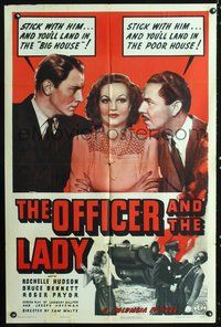3d665 OFFICER & THE LADY one-sheet movie poster '41 Bruce Bennett, Rochelle Hudson, Roger Pryor