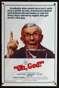 3d666 OH GOD one-sheet movie poster '77 great super close up of wacky George Burns!