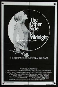 3d679 OTHER SIDE OF MIDNIGHT one-sheet '77 Sidney Sheldon, Marie-France Pisier, cool sexy art!