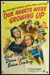 3d680 OUR HEARTS WERE GROWING UP style A one-sheet '46 Gail Russell, Diana Lynn, Brian Donlevy
