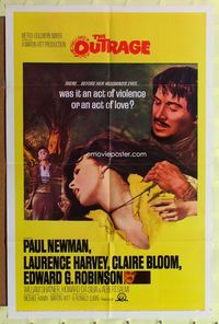 3d686 OUTRAGE one-sheet poster '64 Paul Newman, Laurence Harvey, Claire Bloom, Edward G. Robinson