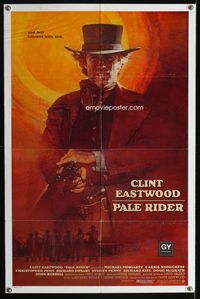 3d692 PALE RIDER int'l one-sheet poster '85 different artwork of cowboy Clint Eastwood by Grove!