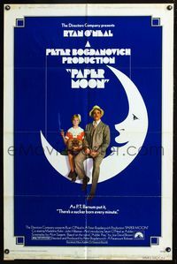 3d695 PAPER MOON one-sheet poster '73 great image of smoking Tatum O'Neal with dad Ryan O'Neal!