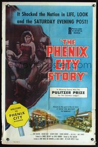 3d717 PHENIX CITY STORY style A one-sheet poster '55 classic film noir, image of sexy Kathryn Grant!