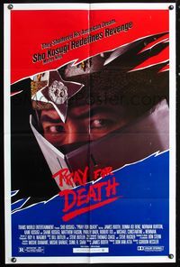3d729 PRAY FOR DEATH one-sheet poster '86 cool super close up of Japanese masked ninja Sho Kosugi!