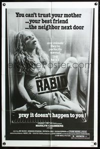 3d743 RABID one-sheet '77 gruesome image of Marilyn Chambers dead in refrigerator, David Cronenberg