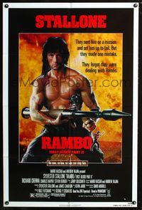 3d751 RAMBO FIRST BLOOD PART II one-sheet '85 no man, no law, no war can stop Sylvester Stallone!